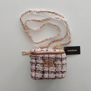 NWT Bebe Pink Tweed Mini Crossbody Bag